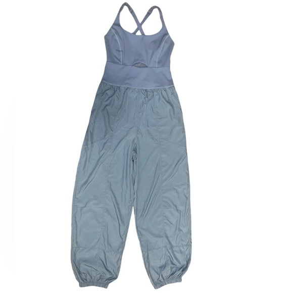 {NWOT Free People FP Movement Righteous Onesie Full Length Jumpsuit Blue M} - Picture 4 of 8